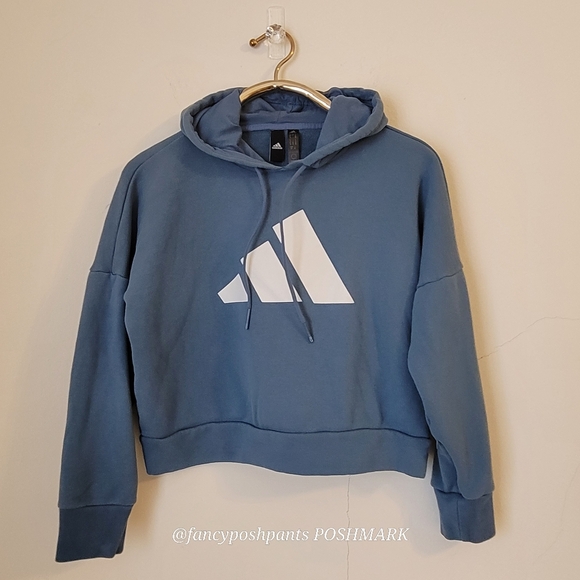 ADIDAS three bar 3B logo orbit hoodie sweatshirt in violet blue flattering fit - Picture 11 of 17